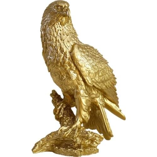 Nordic Resin Golden Eagle Figurines Statues for Decoration Home Living Room TV Cabinet Office Desktop Miniature Animal Figures
