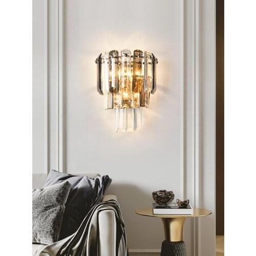 New light luxury style crystal wall lamp modern minimalist living room TV background wall lamp bedroom bedside decorative lamp
