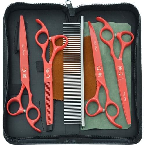 Purple Dragon 7.0" JP440C Pet Scissors Dog Grooming Scissors Straight Curved Animals Cutting Tijeras 6.5" Thinning Shears B0029B