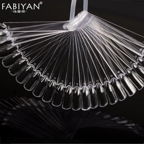 Transparent Clear Stick Fan Shaped Plastic Nail Art Display False Tips Wheel Polish UV Gel Practice Board Foldable Manicure Tool