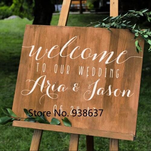 Simple Vinyl Wall Decal For Wedding Personalized Wedding Welcome Sign Names Date DIY Wedding Board Stickers Mirrors Decor ZB132