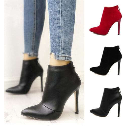 Comemore New Fashion Autumn Scrub Buckle Women High Heels Platform Thick Heel Martin Boots Simplicity Short Boots Womens Shoes