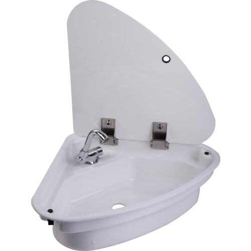 480*480*145mm Triangular White Acrylic Sink With Lid GR-Y007A Boat Caravan Camper RV