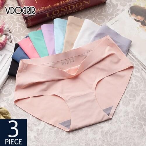 VDOGRIR 3Pcs/lot Seamless Womens Comfortable Panties Sets Underwear Solid Lingerie Panty Set Fashion Female Low-Rise Briefs