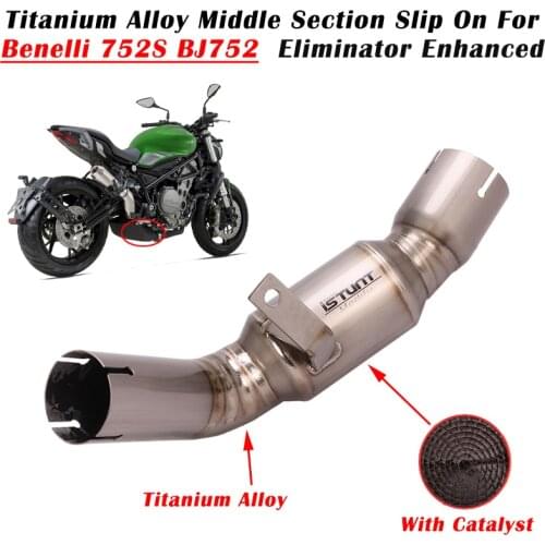 For Benelli 752 752S BJ750GS Motorcycle Exhaust System Escape Titanium Alloy Mid Link Pipe Catalyst Delete Eliminator Enhanced