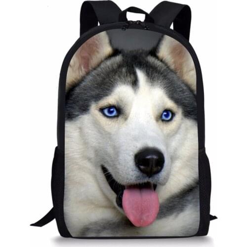 Funny Schoolbag Siberian Husky Printing Junior School Bags for Girls Teenagers Students Rucksacks Mochila Book Bag