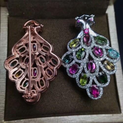 925 sterling silver gold inlaid with natural seal brooch Beautiful jewelry. Birthday gift