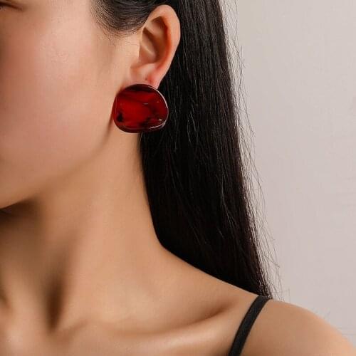 Creative Geometric Acetic Acid Earrings For Women Trendy Bohemia Amber Stud Earrings Female Fashion Statement Jewelry Gifts