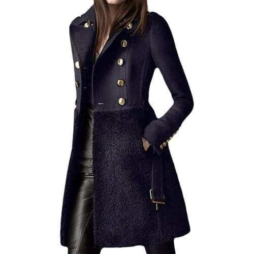 4XL Thick Women Wool Coat Winter A Line Fashion Patchwork Fleece Design Office Lady Elegant Outwear Woolen Coats Oversize Young