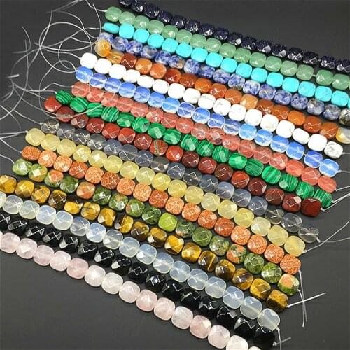 12mm 16Pcs Natural Semi-precious Stone Loose Beads Strand Square Section 18 Colors For Your Choice DIY Necklace Accessories