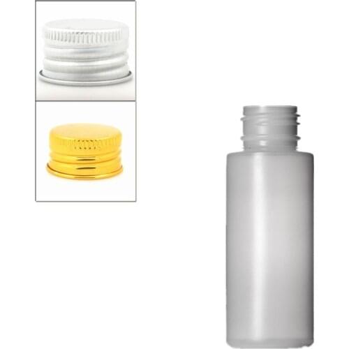 2oz/60ml natural-colored HDPE cylinder round soft bottle with gold/silver aluminum screw caps X5