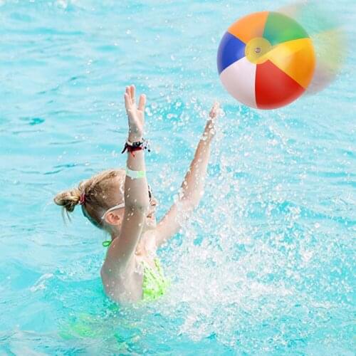 5pcs Rainbow Inflatable Beach Ball with 1pcs Hand Air Pump for Kids Children Water Games Swimming Pool Party Toys