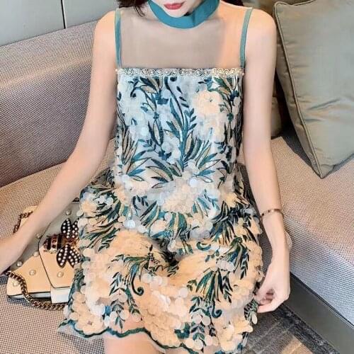 5 yards/bag Embroidered circular sequins mixed with European and American style fabric for womens evening dress design LF54