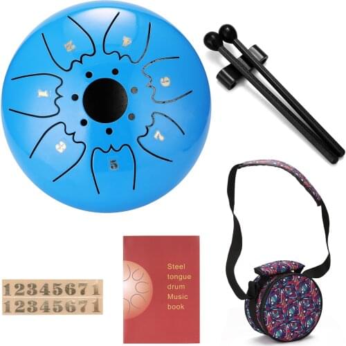 6 inch 7-Tone Steel Tongue Drum Mini Hand Pan Drums with Drumsticks Percussion Musical Instruments