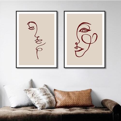 Abstract Canvas Prints Face Minimalist Line Posters And Prints Modern Wall Painting Wall Pictures For Living Room Home Decor