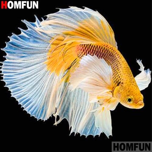 HOMFUN Full Square/Round Drill 5D DIY Diamond Painting "Animal goldfish" 3D Diamond Embroidery Cross Stitch Home Decor A19803