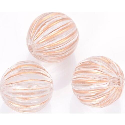 Miasol 100 Pcs 12 MM Retro Vintage Antique Design Acrylic Stripe Round Spacers Loose Beads For Diy Handmade Jewelry Making