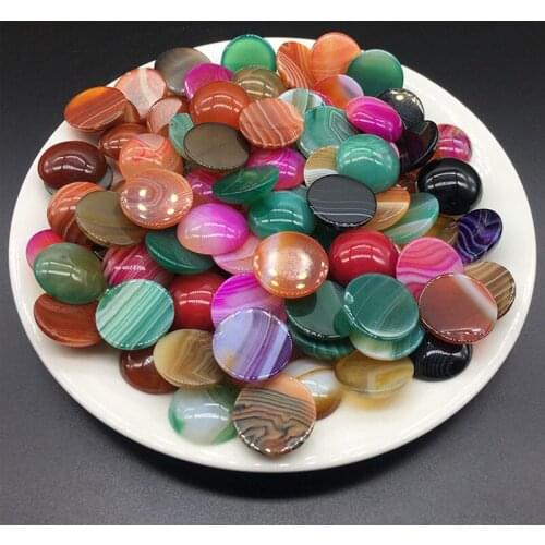 10pcs/lot 20mm Natural Agates Stone Semicircle Cabochon Beads Loose Mix Color Agat e Stone Beads For Jewelry Ring Pendant Making