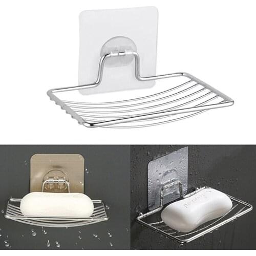Soap Dish Holder Stainless Steel Soap Storage Rack with Vacuum Suction Cup Adhesive No Drilling Bathroom Kitchen Supplies
