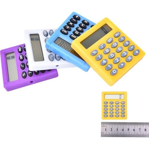 1pc Student Mini Electronic Calculator Candy Color Calculating Office Supplies Gift Coin Battery Drop Shipping