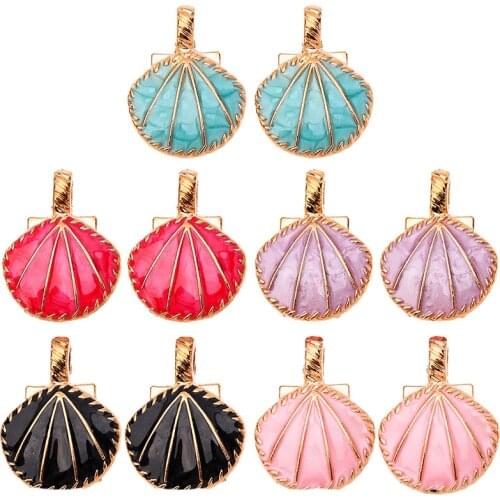 Peixin 10Pcs/Set Enamel Shell Alloy Charms DIY Handmade Jewelry Making Supplies DIY Earring Findings Accessories Wholesale