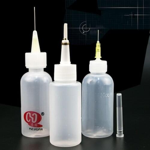 5pcs 50ML rosin bottles with brush / Needle Tip Soldering Liquid Flux Alcohol Oil Dispenser Plastic Empty Bottle For Solder Flux