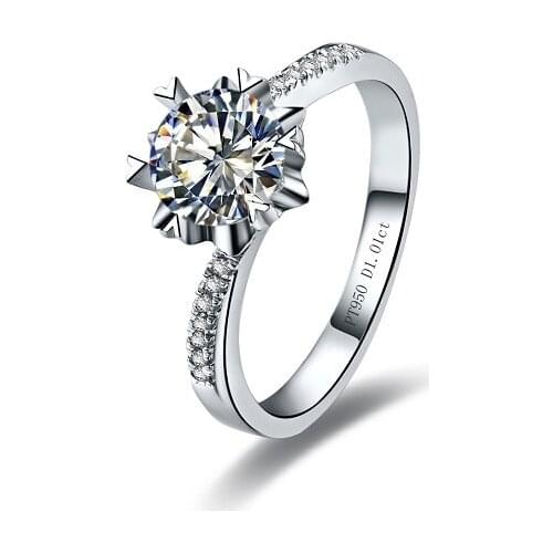 Amazing Snow Flake Style 1Ct Moissanite Engagement Ring for Lady Real 18K 750 White Gold Wedding Ring Top Quality Last Forever