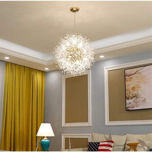 Nordic LED Round Silver Pendant Lamp Dandelion Gold Pendant Lights For Living Room Bedroom Clothing Store LED G9 AC85-265V