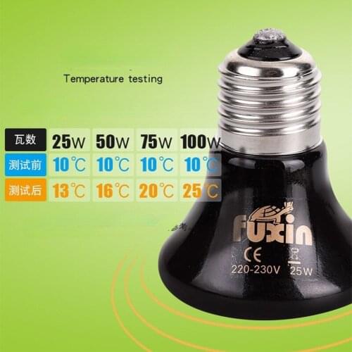 Hot 25W 50W 75W 100W E27 Pet Heating Lamp Black Infrared Ceramic Emitter Heat Light Bulb Pet Brooder Reptile Lamp 220-230V
