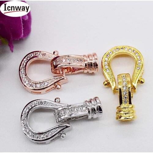 Wholesale Rhinestone inlay silver Plated clasp 1*2cm For DIY bracelet necklace Free shipping icnway