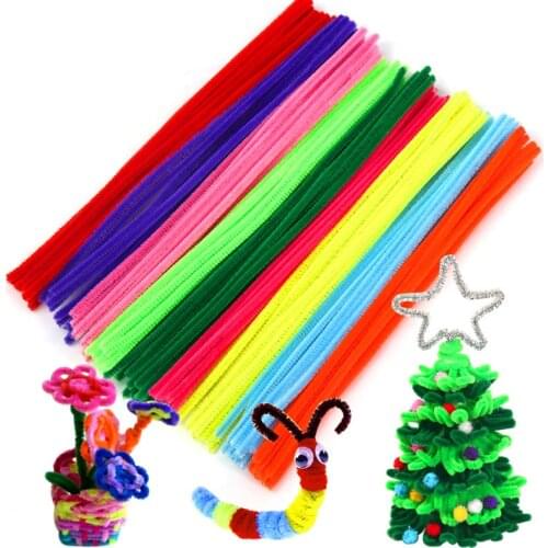 100Pcs Creative Plush Stick Children Birthday Party Decorations Color Shilly-Stick Handmade Crafts DIY Toys Material Villi Rod