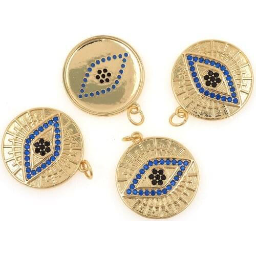 Round Eye Pendant With Copper Plated And Zircon Inlay Evil Eye Pendant DIY Accessories Bracelet Necklace Pendant