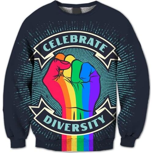 REAL American US SIZE Celebrate Diversity Sublimation Print Plus Size Crew Neck Sweatshirt