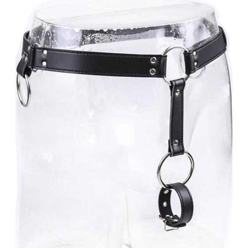 Erotic Adjustable Leather Strap Belts Harness with Sexy Chastity Cock Ring for Gay Men Bdsm Bondage Couples Flirt Sex Toys