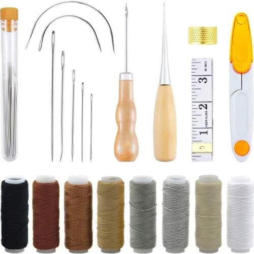 Leather Repair Kit Craft Tool Hand Sewing Needles Canvas Thread and Needles Tape Measure Large-Eye Stitching Needles Dropship