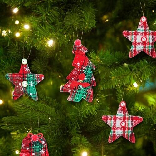 Christmas Tree DIY Pendant Red Green Star Bells Decor Xmas Tree Hanging Ornaments for Home Party Supplies Christmas Decor