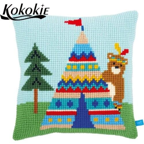 Handmade embroider needlework kits diy cross stitch pillow kits decorative throw pillow sewing mats embroidery yarn pillowcase