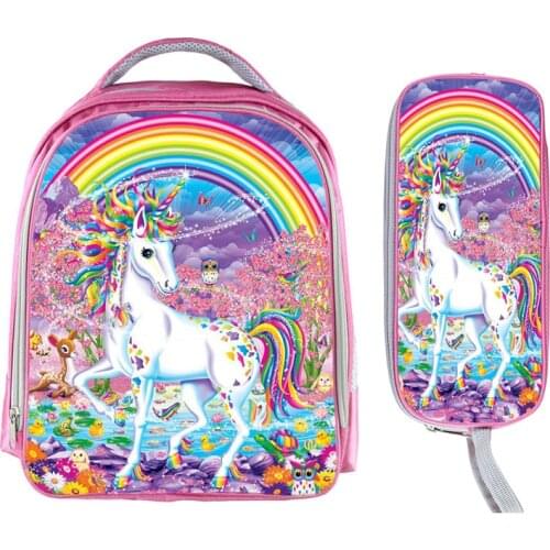 Colorful Rainbow Unicorn Book Backpack Girls Schoolbag Cat With Crown School Bags Kids Backpacks For Adolescent Girls Best Gift