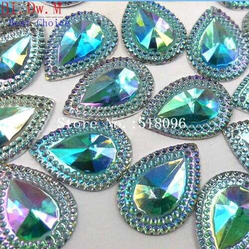 HAnd sewING Rhinestones Resin BLUE Stones and Crystals 18x25mm Drop Strass Crystal For Sew on Accessories Clothes Party Crafts