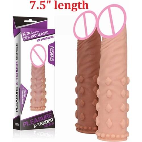 19cm Man Peniss Sleeve Super-Realistict Dildo Enlargement Solid Head Extender Condom penis sheath penis sleeve sex toy for male