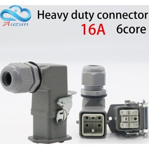 Heavy-duty connector 6 (5 + 1) core 16A 500V HA-006-1 elbow plug in the hot channel flow Cold pressing pin connection