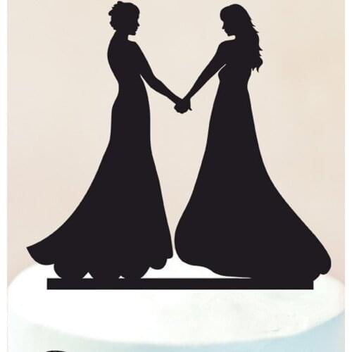 Same-sex lady and mrs wedding Cake Topper,Lesbian Cake Topper silhouette, Bride and Bride wedding Topper decoration Supplies