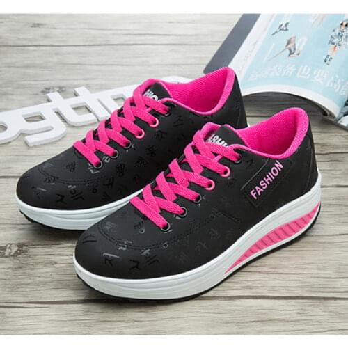 Womens Rocking Shoes Thick Bottom Wedges Increasing Sneakers Round Toe Sports Casual Footwear Zapatos Mujer Tacon Medio