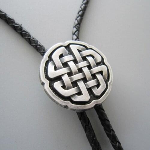 Original Antique Real Silver Plated Round Cross Knot Bolo Tie Neck Tie Necklace also Stock in US