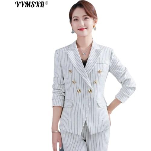 High Quality Large Size Office Suit Autumn and Winter New Ladies Professional Jacket Work Clothes High Waist Slim 9-point Pants