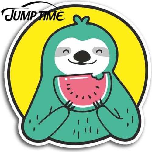 Jump Time for Watermelon Sloth Funny Vinyl Stickers Sticker Laptop Luggage Decal Rear Windshield Waterproof Car Accessories