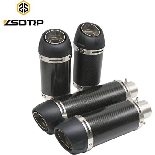 ZSDTRP Universal 51mm Motorcycle Exhaust Muffler Carbon Fiber Motorbike Muffler Exhaust Escape End Pipe with DB Killer Sticker