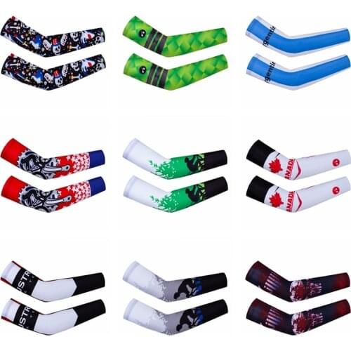 1Pair USA Canada Bike Arm Sleeves Cycling Sun UV Protector Men Women Bicycle Arm Warmers Cover Breathable Geen Black Argentina