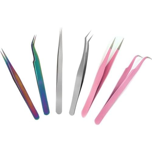 1PC Straight Curved Tweezers For Eyelash Extensions High Precision Eyebrow Tweezers Nail Art Tips Nippers Makeup Tools