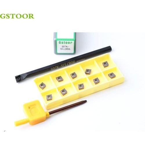 1PC S07K S08K S10K S12M SCLCR06 with 10pcs CCMT060204 Carbide Inserts Internal Turning Tool Set Hard Alloy Lathe Cutter Holder